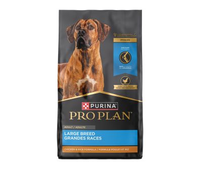 34 lb. bag of Purina Pro Plan Adult Large Breed chicken and rice dry dog food