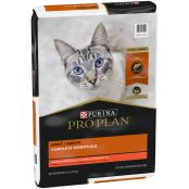 A bag of Purina Pro Plan Complete Essentials salmon and rice formula dry cat food.