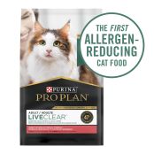 A bag of Purina Pro Plan LiveClear Turkey formula allergen reducing cat food.